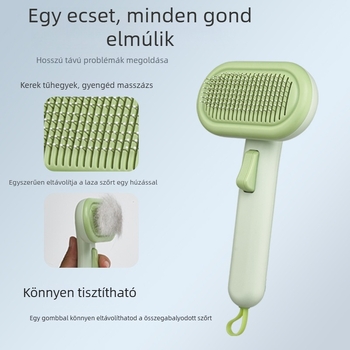 Állati szőrzetápoló eszköz — ABS + rozsdamentes acél; automata fésülés macskák és kutyák számára; lebegő szőrszálak eltávolítása