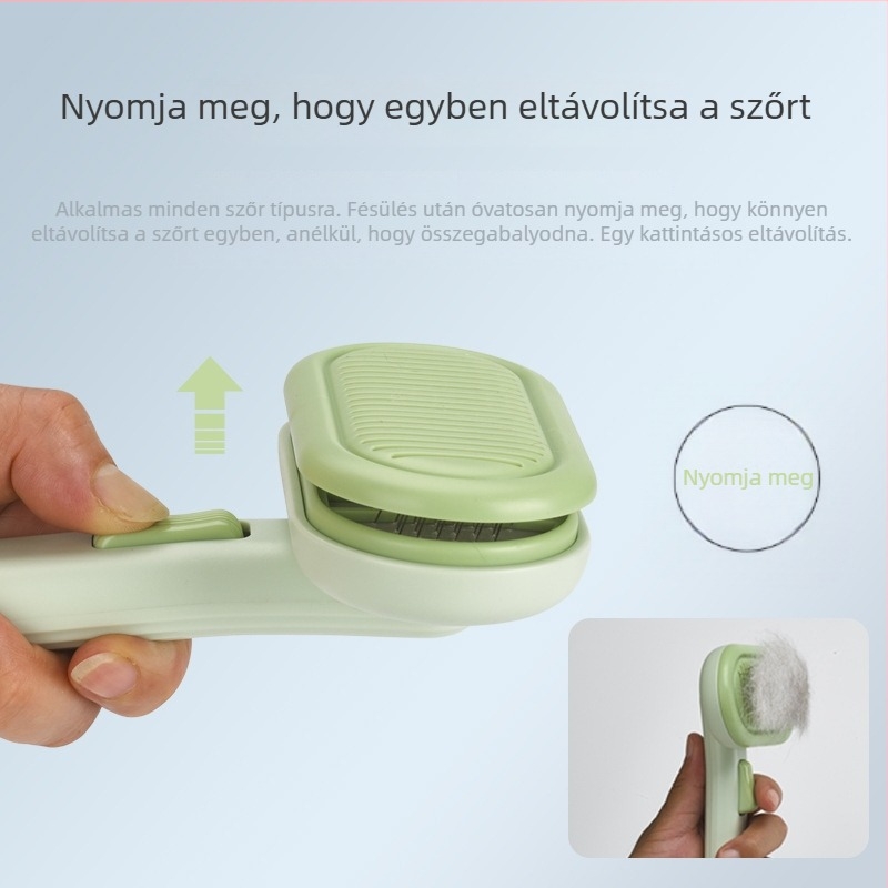 Állati szőrzetápoló eszköz — ABS + rozsdamentes acél; automata fésülés macskák és kutyák számára; lebegő szőrszálak eltávolítása