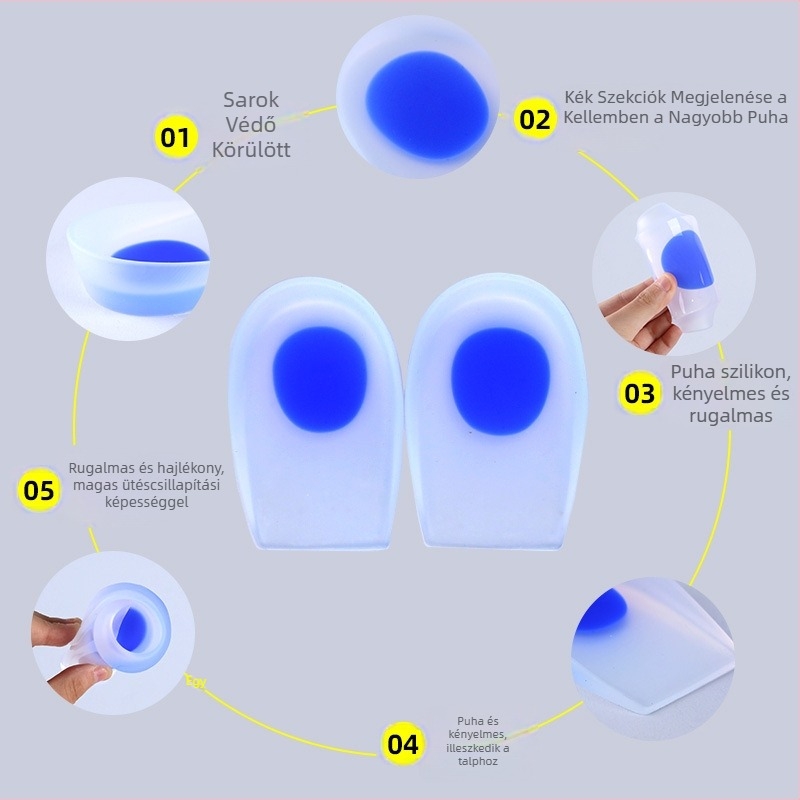 TX-S12 szilikon sarokbetét – emelő funkció, alkalmas sportcipőkhöz, bőrcipőkhöz és csizmákhoz; uniszex