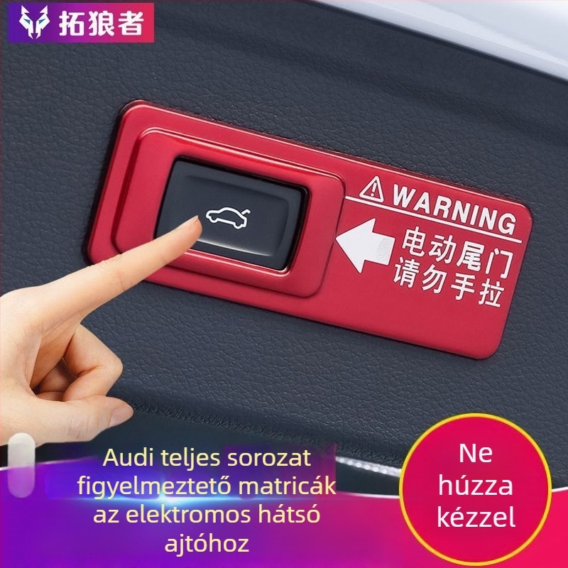 Audi Q7 Q5L Q8 Q3 A7 elektromos hátsó ajtó figyelmeztető matrica – műanyag dekoratív kiegészítő, logó nélkül