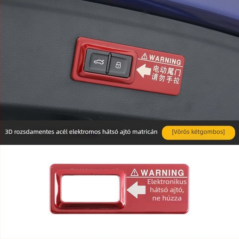 Audi Q7 Q5L Q8 Q3 A7 elektromos hátsó ajtó figyelmeztető matrica – műanyag dekoratív kiegészítő, logó nélkül