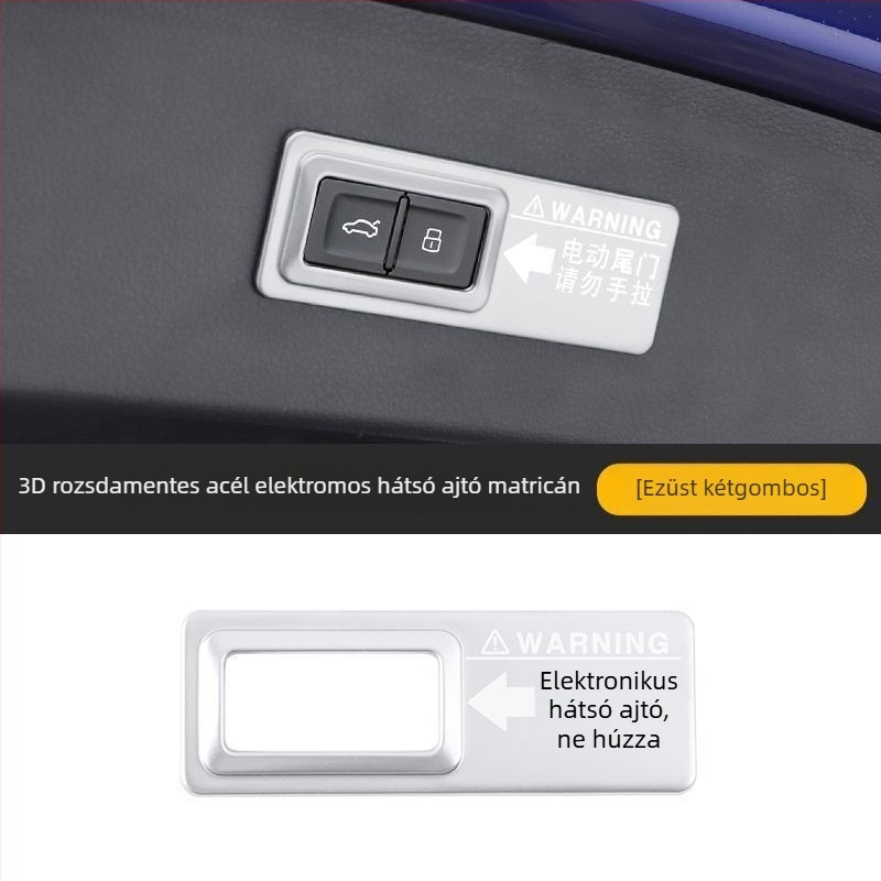 Audi Q7 Q5L Q8 Q3 A7 elektromos hátsó ajtó figyelmeztető matrica – műanyag dekoratív kiegészítő, logó nélkül