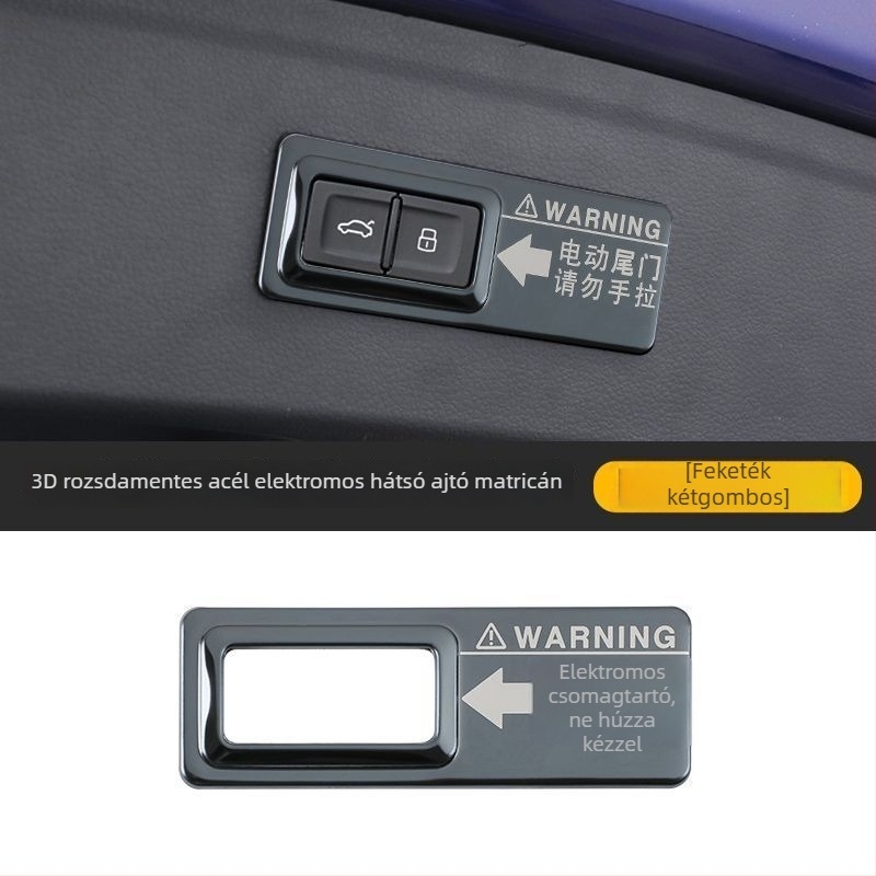 Audi Q7 Q5L Q8 Q3 A7 elektromos hátsó ajtó figyelmeztető matrica – műanyag dekoratív kiegészítő, logó nélkül