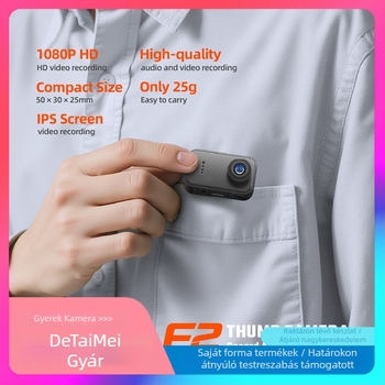 F2 Ujjkamera sportkameraként – első személy nézet, 1,47 hüvelykes LCD, TF-kártya tárhely, ABS ház, akkumulátor élettartam max. 1 óra