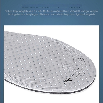 EVA talpbetét magasító funkcióval, dezodoráló, nedvességelnyelő, ütéscsillapító, légáteresztő, alkalmas sneakershez, bakancsokhoz és utcai lábbelikhez