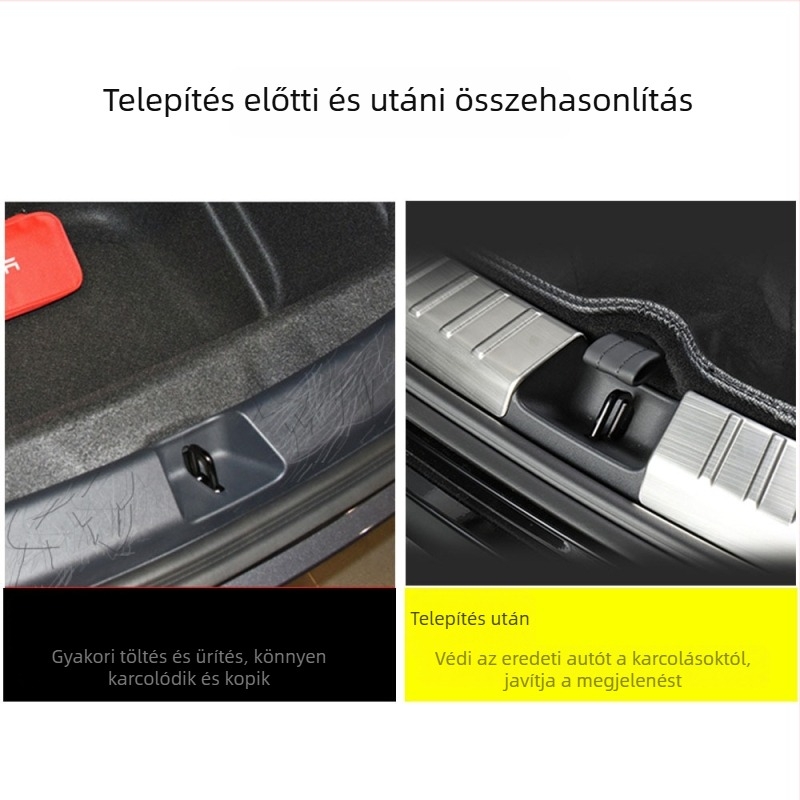 Rozsdamentes acélból készült beépített hátsó küszöbvédő szalag Tesla Model 3-hoz, logónyomtatás és testreszabható magáncímke