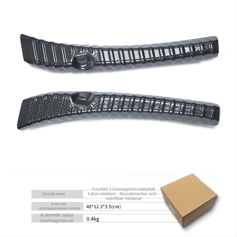 Rozsdamentes acélból készült beépített hátsó küszöbvédő szalag Tesla Model 3-hoz, logónyomtatás és testreszabható magáncímke