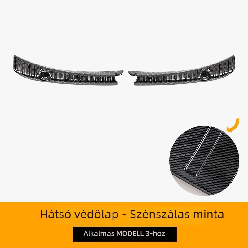 Rozsdamentes acélból készült beépített hátsó küszöbvédő szalag Tesla Model 3-hoz, logónyomtatás és testreszabható magáncímke