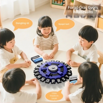 Asztali játék – interaktív betűkihívás 4–6 évesek számára, műanyag darabok, színes doboz
