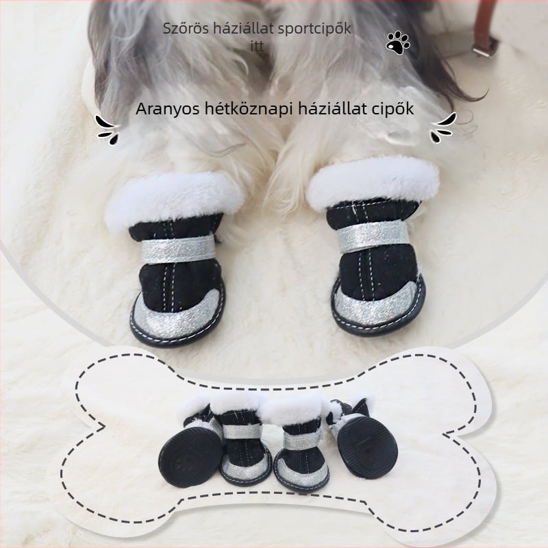 Kutyacipő báránygyapjúból, vízálló, csúszásmentes, meleg, kopásálló gumitalppal
