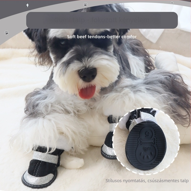 Kutyacipő báránygyapjúból, vízálló, csúszásmentes, meleg, kopásálló gumitalppal