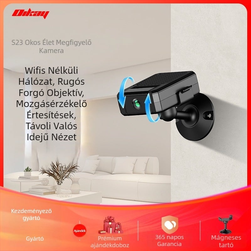 Intelligens WiFi kamera éjjellátóval, beltéri és kültéri használatra, 2,4 mm-es objektív, 0,001 lux minimális megvilágítás, háziállat megfigyelés