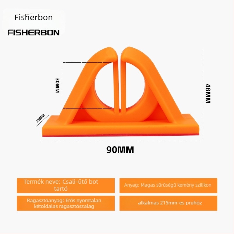 Fisherbon szilikon falra szerelhető horgászbot-tároló, fix klippel, univerzális