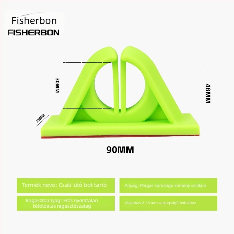 Fisherbon szilikon falra szerelhető horgászbot-tároló, fix klippel, univerzális