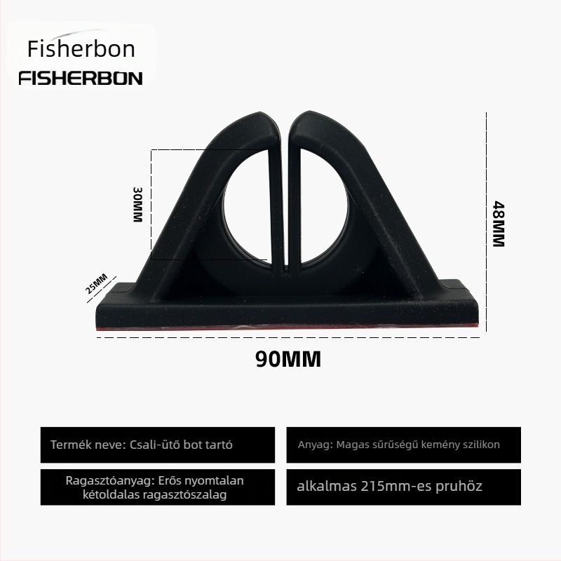 Fisherbon szilikon falra szerelhető horgászbot-tároló, fix klippel, univerzális