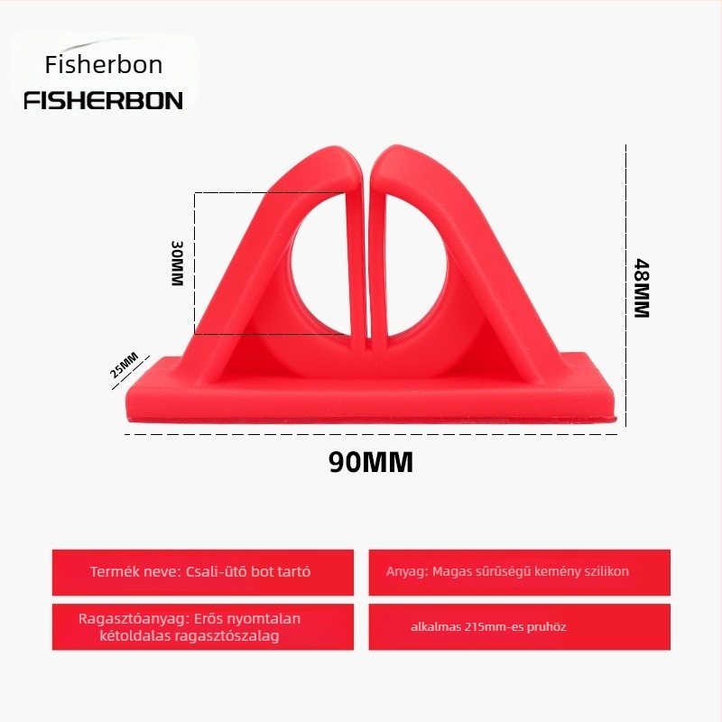 Fisherbon szilikon falra szerelhető horgászbot-tároló, fix klippel, univerzális