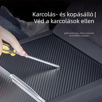 Tesla Model 3 középkonzol szénszálas panel matrica – belső módosítás kiegészítő (új verzió)