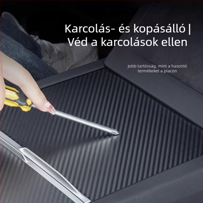 Tesla Model 3 középkonzol szénszálas panel matrica – belső módosítás kiegészítő (új verzió)