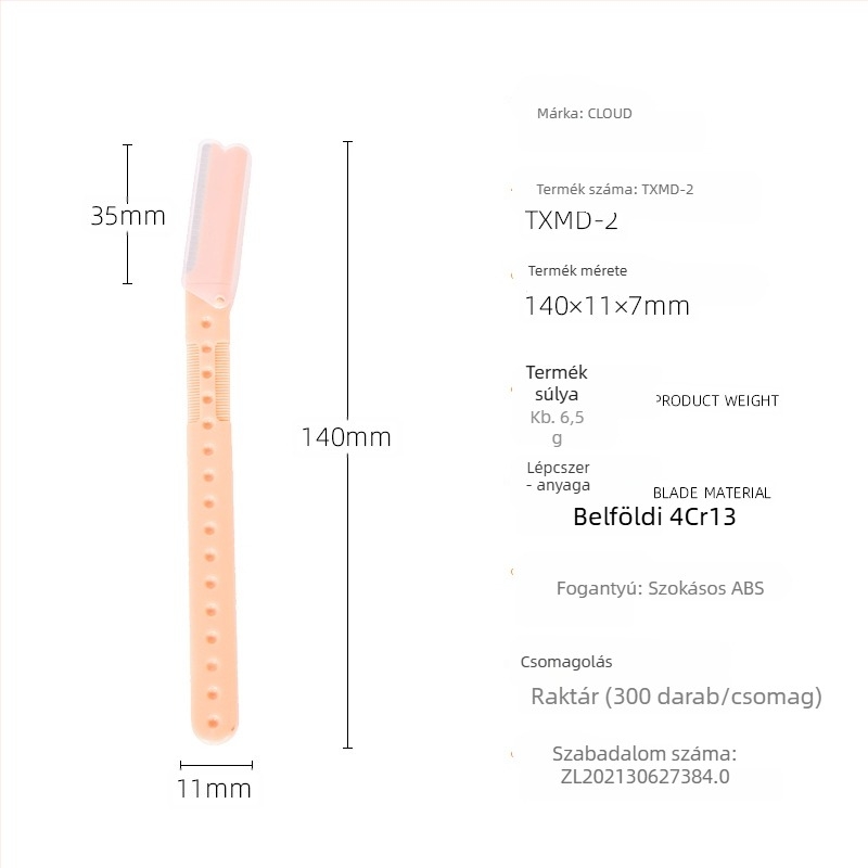 Szemöldök-nyíró biztonságos egyenes markolattal, anti-karcoló, férfiaknak és nőknek, kezdőknek ideális, egyszerű kialakítás (Anyag: 4Cr13+ABS; Márka: cloud/Claude)