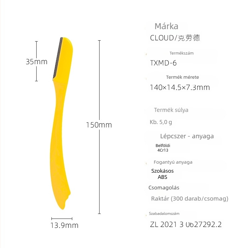 Szemöldök-nyíró biztonságos egyenes markolattal, anti-karcoló, férfiaknak és nőknek, kezdőknek ideális, egyszerű kialakítás (Anyag: 4Cr13+ABS; Márka: cloud/Claude)