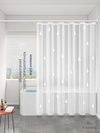 PEVA Zuhanyfüggöny Készlet – Francia Stílus, Vízálló Fürdőszobai Partíciófüggöny és Ajtófüggöny, Szerelés Fúrás Nélkül