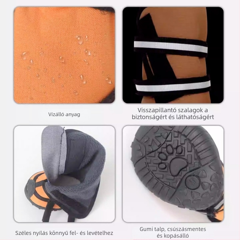 Kutya lábra és térdre védő cipő az ízületi sérülések és a csonttörések stabilizálására; karcolás elleni védelem; sebvédő; vízálló