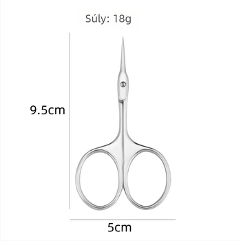 Rozsdamentes acélból készült köröm- és bőrtisztító olló, előre álló heg és ívelt nyéllel, manikűrhöz és szemöldök formázásához