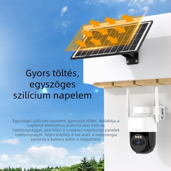4G napelemes kültéri kamera 360° panorámával, nappal/éjszaka látótérrel, távoli vezeték nélküli megfigyeléssel és riasztási funkcióval
