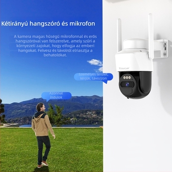 4G napelemes kültéri kamera 360° panorámával, nappal/éjszaka látótérrel, távoli vezeték nélküli megfigyeléssel és riasztási funkcióval