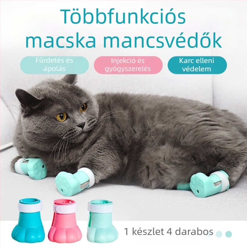 Macska lábvédők fürdetéshez, karcolás elleni védelem, gumírozott cipő és kesztyű, multifunkcionális