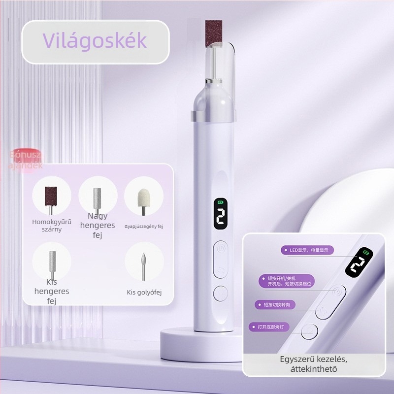 Többfunkciós manikűr készlet: 2 az 1-ben elektromos körömpolírozó lámpával és polírozó tollal, modell Ys-mj003, Zhejiang eredet, alapcsomag