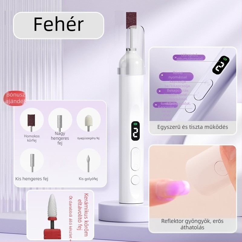 Többfunkciós manikűr készlet: 2 az 1-ben elektromos körömpolírozó lámpával és polírozó tollal, modell Ys-mj003, Zhejiang eredet, alapcsomag