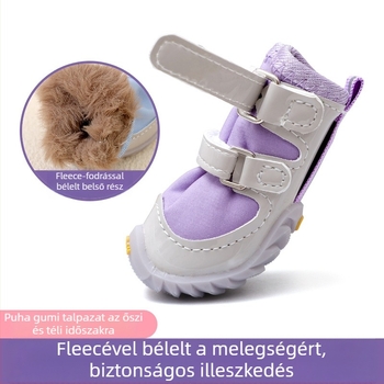 Kis testű kutyáknak szánt téli meleg cipő – puha talp, csúszásmentes, gumi, szennyeződésálló