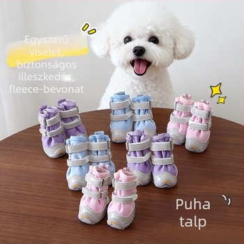 Kis testű kutyáknak szánt téli meleg cipő – puha talp, csúszásmentes, gumi, szennyeződésálló