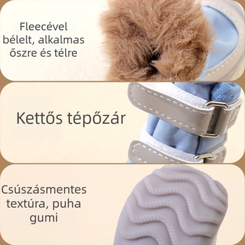 Kis testű kutyáknak szánt téli meleg cipő – puha talp, csúszásmentes, gumi, szennyeződésálló