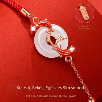 925-ös ezüst karkötő Hetian jáde medállal, zodiákus motívum, női luxus ékszer, súly 3.3 g