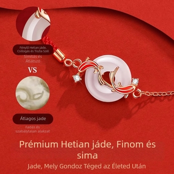 925-ös ezüst karkötő Hetian jáde medállal, zodiákus motívum, női luxus ékszer, súly 3.3 g