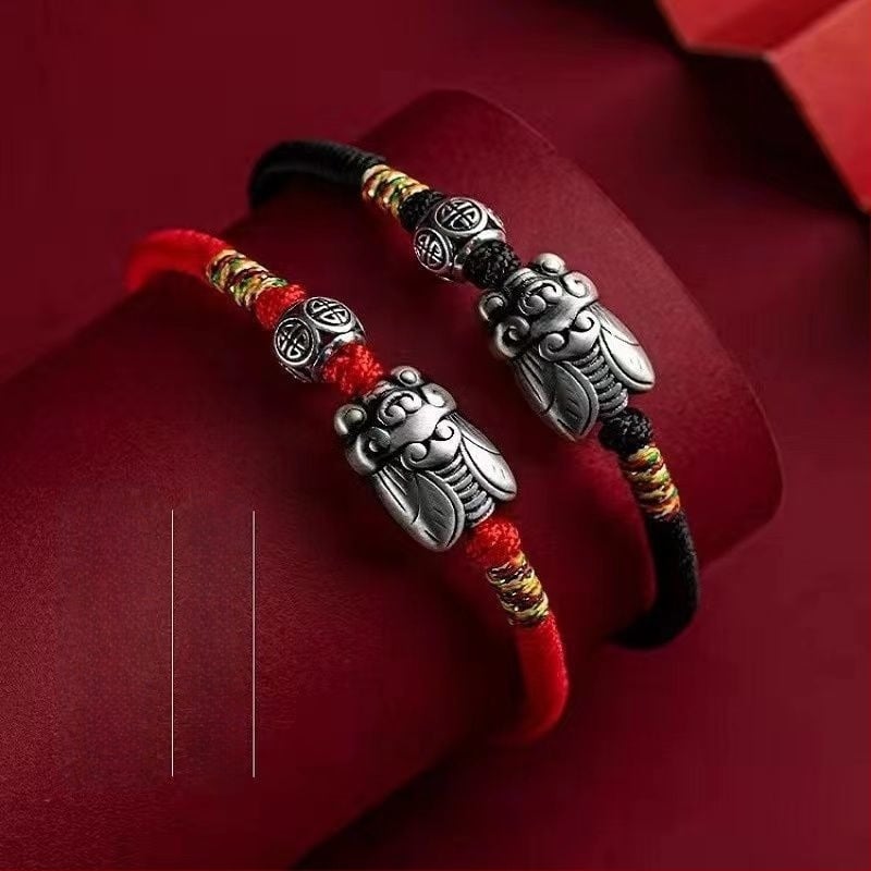 Kézzel szőtt karkötő ezüst bevonattal, retro ihletésű, magas minőségű kiegészítő, pár-stílus, kínai stílus (Anyag: réz-plasztik; Feldolgozás: elektroplating; Stílus: pár, kínai; Forma: állat/állatöv; Kategória: kézrevaló)