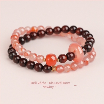 Nanhong lányoknak szánt karkötő, természetes kristály, fényes felület, kettős kör, eredeti dizájn, 2025 tavasz