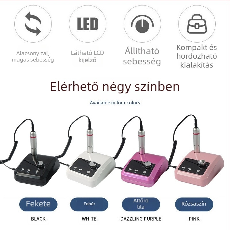 Elektromos magas fordulatszámú körömcsiszoló, modell 204, 45000 RPM, körmök reszelésére és a lakk eltávolítására