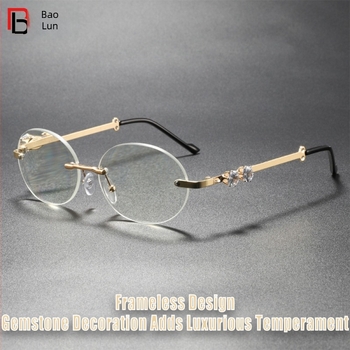 Keret nélküli olvasószemüveg anti-kékfénnyel, polikarbonát lencsék, keret: fém és polikarbonát, divatos, magas színvonalú