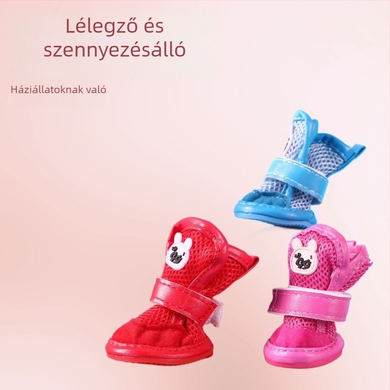 Kiskutyáknak készült légáteresztő hálós kutyacipő, Teddy-stílusú nyári sandal, könnyű és csúszásmentes talppal
