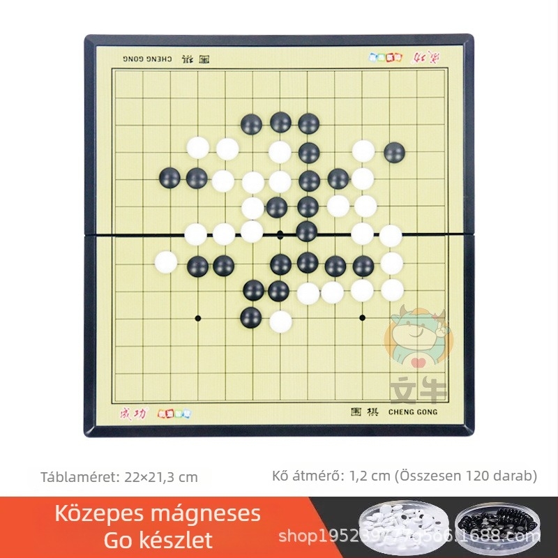 Mágneses Go és Gomoku társasjáték hordozható mágneses táblával (Anyag: műanyag; Besorolás: Go; Csomagolás: Színes doboz, bliszter; Gyerekeknek)