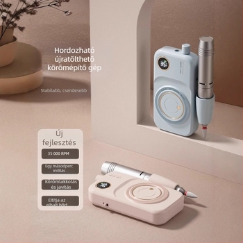 Tölthető elektromos körömcsiszoló gép – eszközkészlettel, manikűrhöz, csiszolás és polírozás, műanyag ház