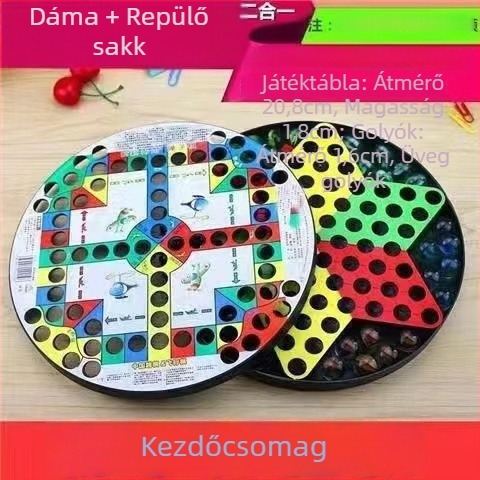 műanyag Flying Chess társasjáték készlet, Challenge márka — zacskós csomagolás, 4–35 éveseknek