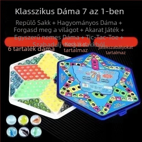 műanyag Flying Chess társasjáték készlet, Challenge márka — zacskós csomagolás, 4–35 éveseknek