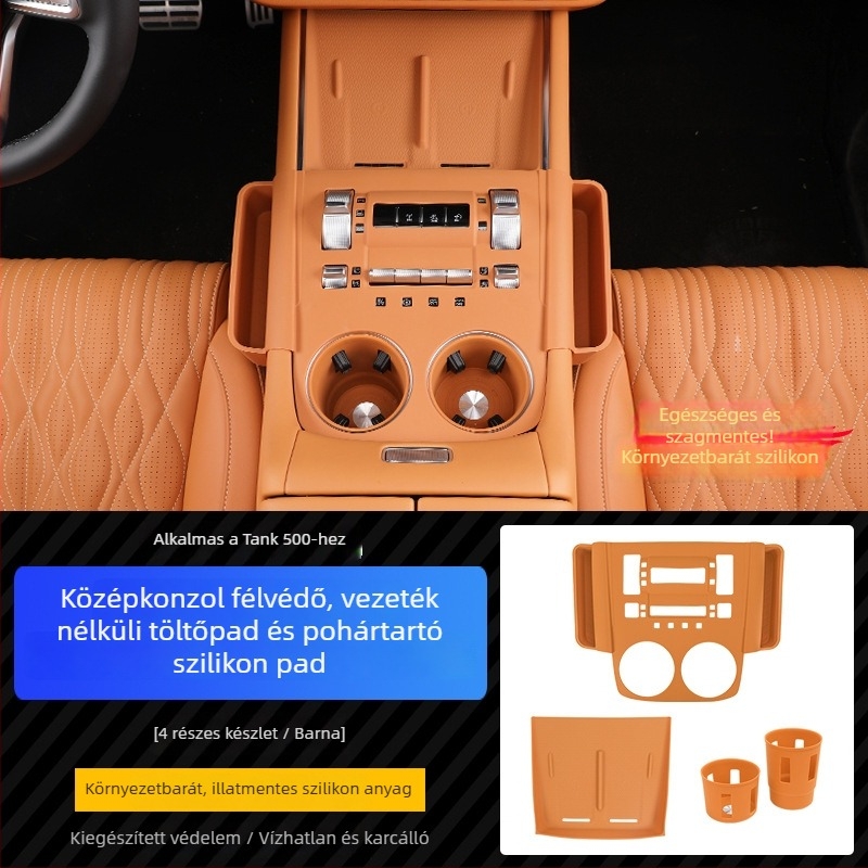 Veelvee ABS szilikon belső kiegészítők a középkonzolhoz — központi vezérlő félcsomag szilikon pad, telepítés statikus matricákkal, kompatibilis a váltópanellel és a pohártartó zónával