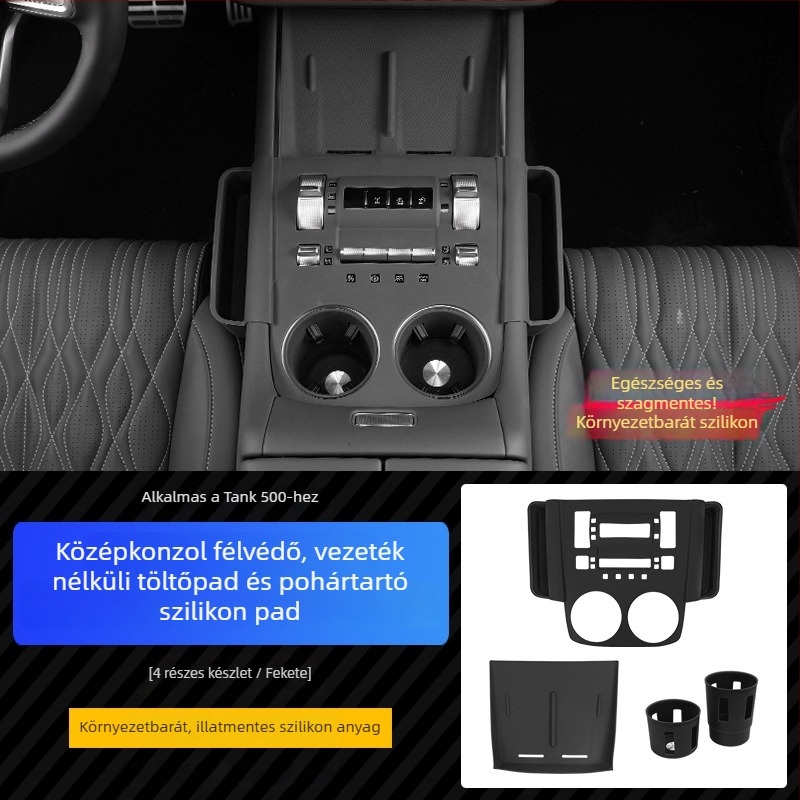 Veelvee ABS szilikon belső kiegészítők a középkonzolhoz — központi vezérlő félcsomag szilikon pad, telepítés statikus matricákkal, kompatibilis a váltópanellel és a pohártartó zónával