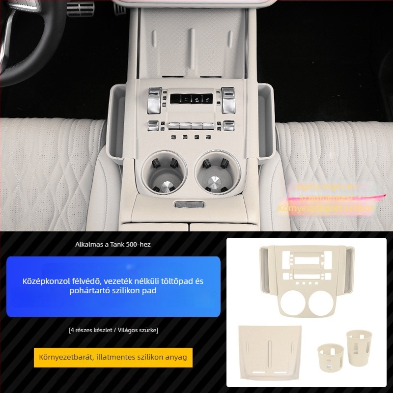 Veelvee ABS szilikon belső kiegészítők a középkonzolhoz — központi vezérlő félcsomag szilikon pad, telepítés statikus matricákkal, kompatibilis a váltópanellel és a pohártartó zónával