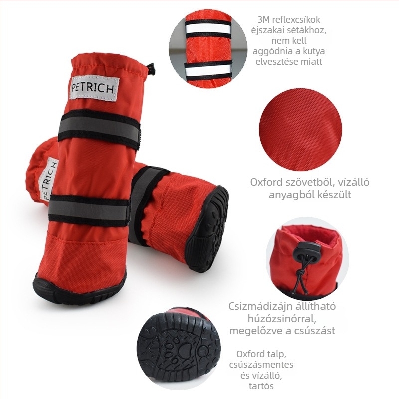 PETRICH kutyabakancs – anyag: marhaín tendon szövet, származás: Guangdong, vízálló, csúszásmentes, meleg téli viselet